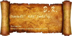 Dankó Kálmán névjegykártya